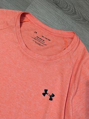 Under Armour Coral Heather Tech Tee with Black Logo